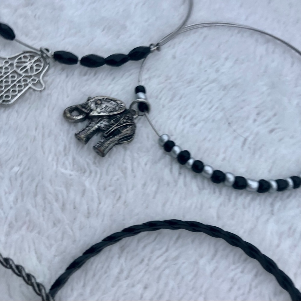 Boho Bangle Bracelets Bracelet Stack Black & Silver